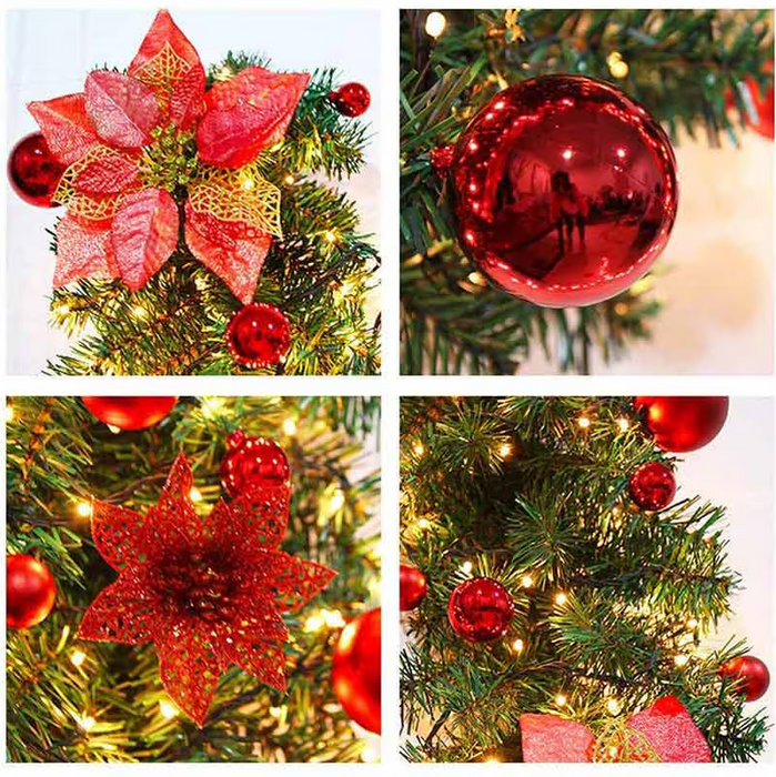 2.7M Christmas Garland with Lights Rattan Artificial Fireplace Wreath Stair Deco