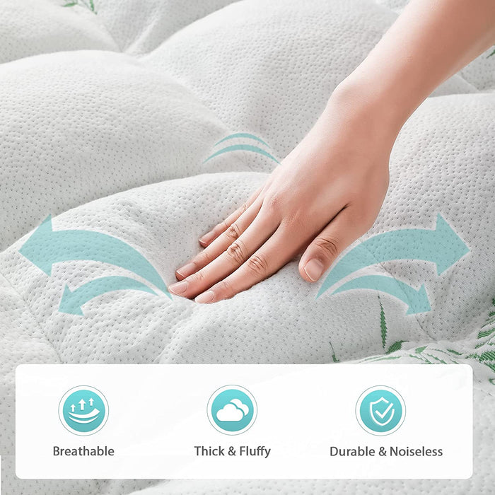 Bamboo Pillowtop Mattress Topper Luxury Bedding Mat Pad Protector Cover King Single 108 x 203 cm