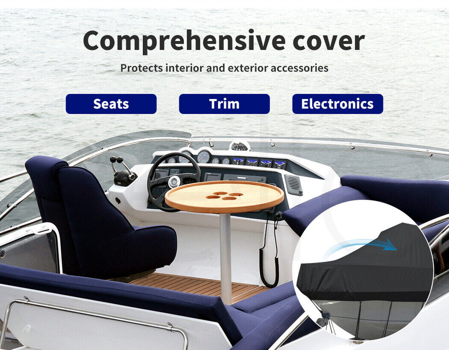 Heavy-Duty Marine Grade 17ft-19ft / 5.2m-5.8m Trailerable Jumbo Boat Cover 420D