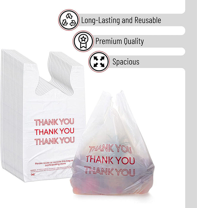 50X Plastic Shopping Bags - Reusable Recyclable Singlet Eco Grocery Carry Bag Super Large
