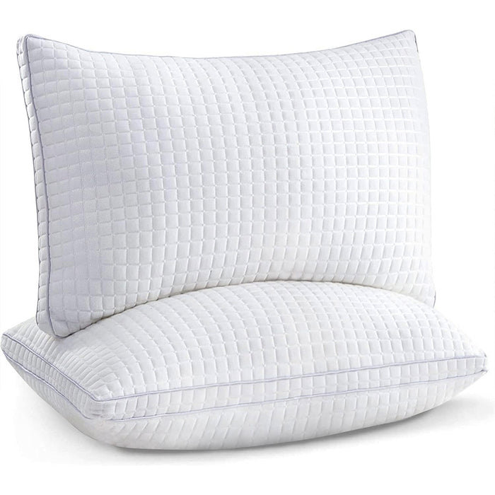2xQueen Quality Pillows Cotton Hotel Adjustable Home Pillows Down Alternative Pillows