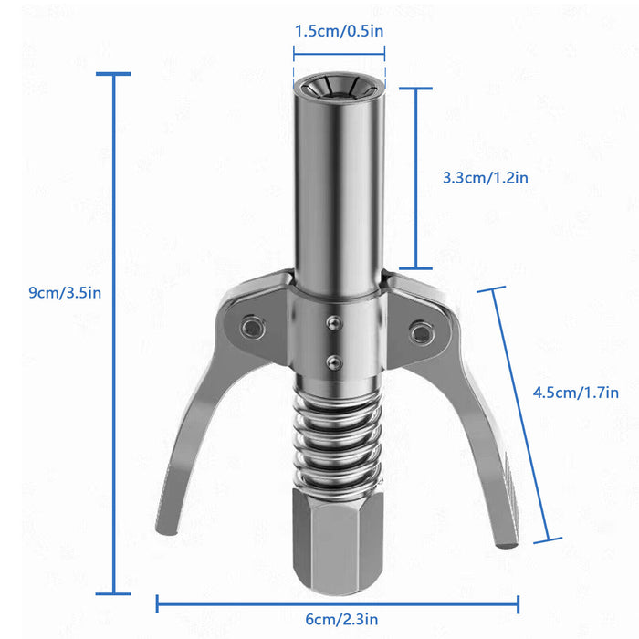 Grease Gun Coupler High Pressure Quick Release Lock Nozzles w/Hose For 1/8"NPT