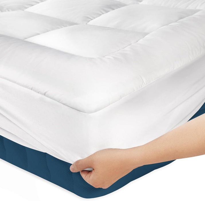 Luxury Mattress Topper Pillowtop Bedding Mat Pad Fitted Cover Underlay KING