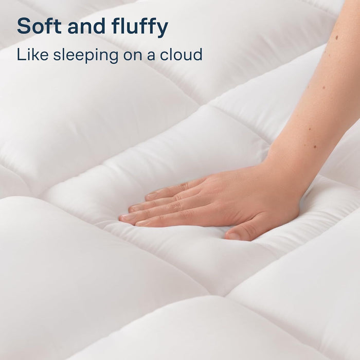 Luxury Mattress Topper Pillowtop Bedding Mat Pad Fitted Cover Underlay SINGLE