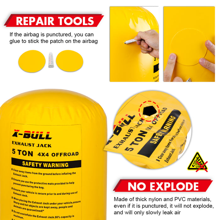 X-BULL Exhaust Jack Recovery Jack Air Bag Multi Layer Truck Rescue Kit 4x4 4WD 10 Units