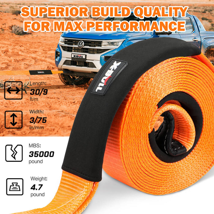 X-BULL 4WD Recovery Kit Snatch Strap Hitch Receiver Folding Shovel Survival 4X4