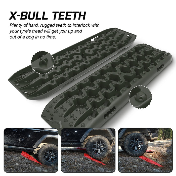 X-BULL Recovery tracks / Sand tracks / Mud tracks / Off Road 4WD 4x4 Car 2 Pairs Gen 3.0 - Olive