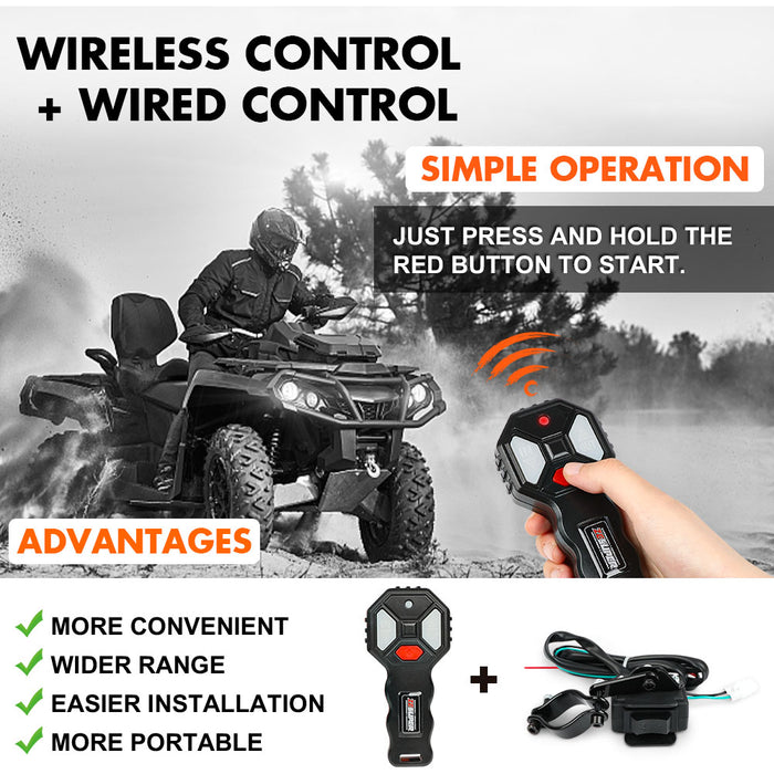ZESUPER 12V Electric Winch 3000lbs Synthetic Rope Wireless Remote ATV UTV BOAT