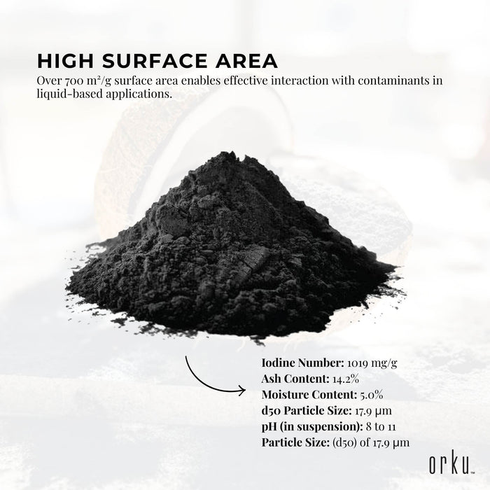 Orku 20Kg Activated Carbon Powder Coconut Charcoal - Water Filtration