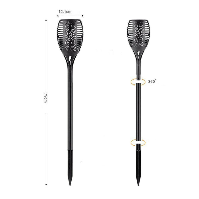 96 LED Bulbs Torch Solar Garden Outdoor Flame Dancing Flickering Light Auto Lamp
