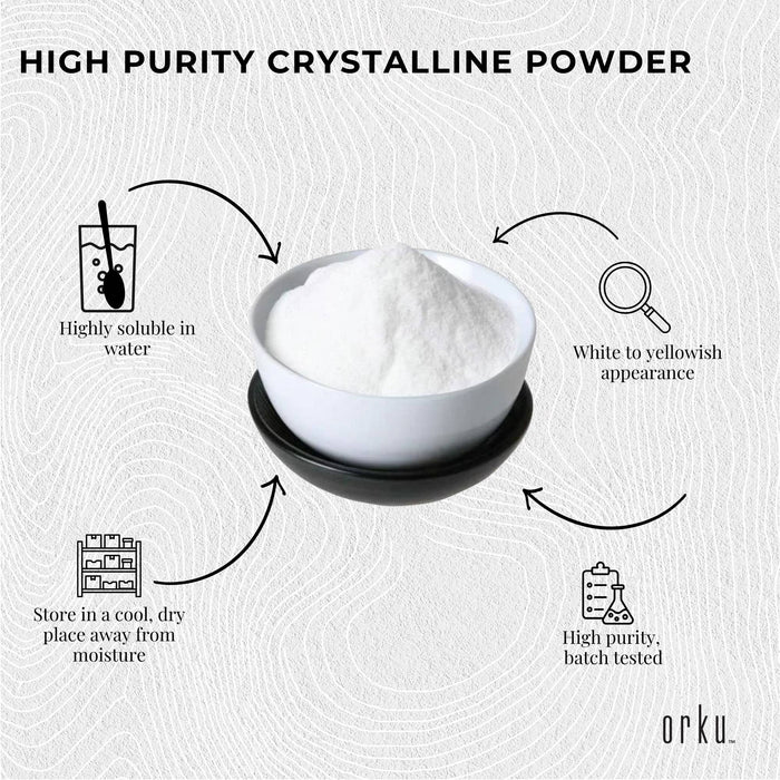 Orku 5Kg Sodium Ascorbate Tub - High Purity Soluble Crystalline Powder
