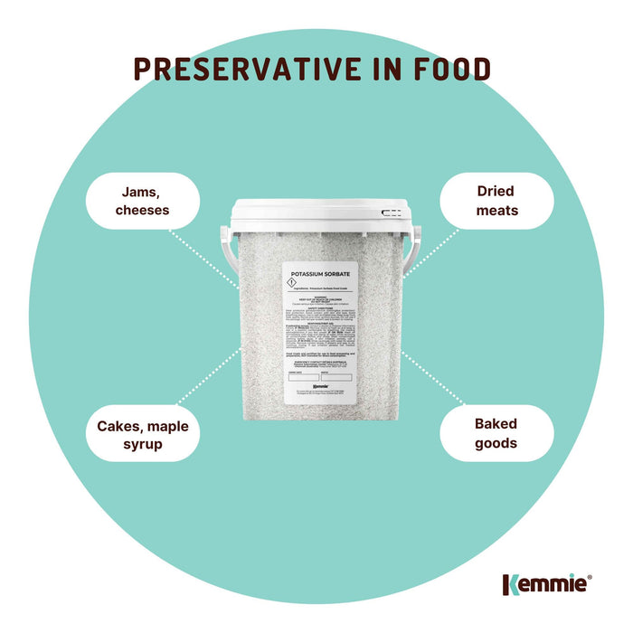 Kemmie 500g Potassium Sorbate Food Grade Granules Tub Preservative E202 Cosmetic