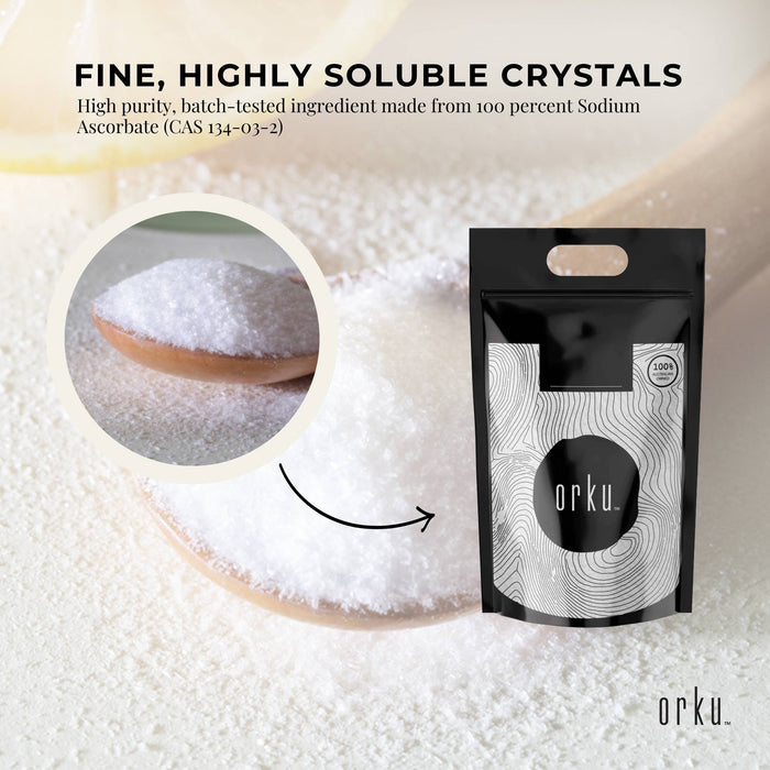 Orku 400g Sodium Ascorbate - High Purity Soluble Crystalline Powder Ingredient