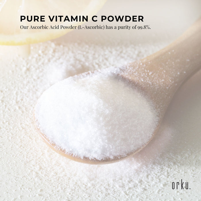 Orku 2Kg Vitamin C Powder Pure L-Ascorbic Acid - USP Grade Non-GMO