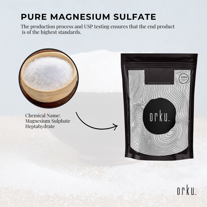 Orku 1Kg Epsom Salt - USP Grade Magnesium Sulfate Body Bath Salts
