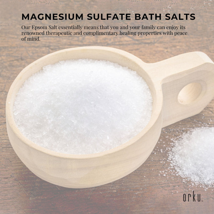 Orku 5kg Epsom Salt Tub- USP Grade Magnesium Sulfate Body Bath Salts