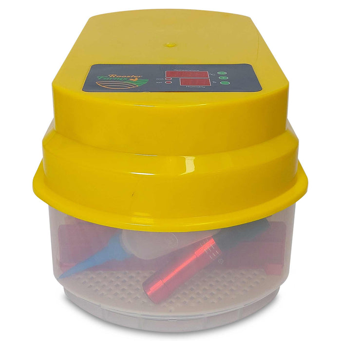 Rooster Farms Electric 15 Egg Incubator + Accessories for Chicken Quail Duck