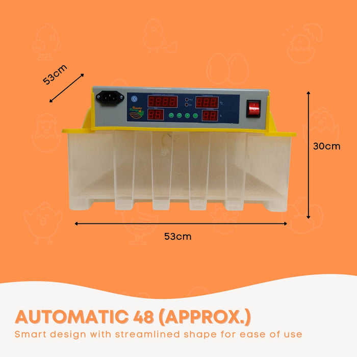 Rooster Farms Electric 48 Egg Incubator + Accessories for Chicken Quail Duck