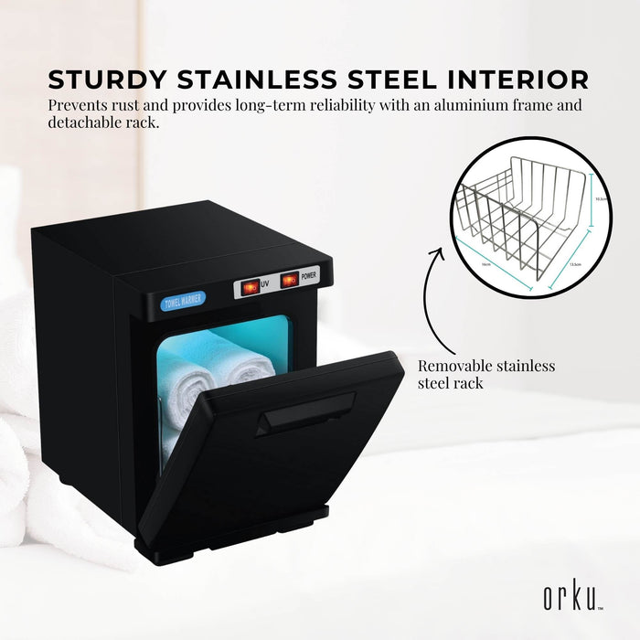 Orku 5L Black Electric Hand Towel Warmer Mini UV Steriliser Cabinet Salon Heater