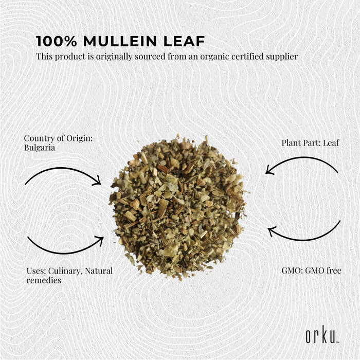100g Organic Mullein Leaf - Dried Herbal Verbascum Thapsis
