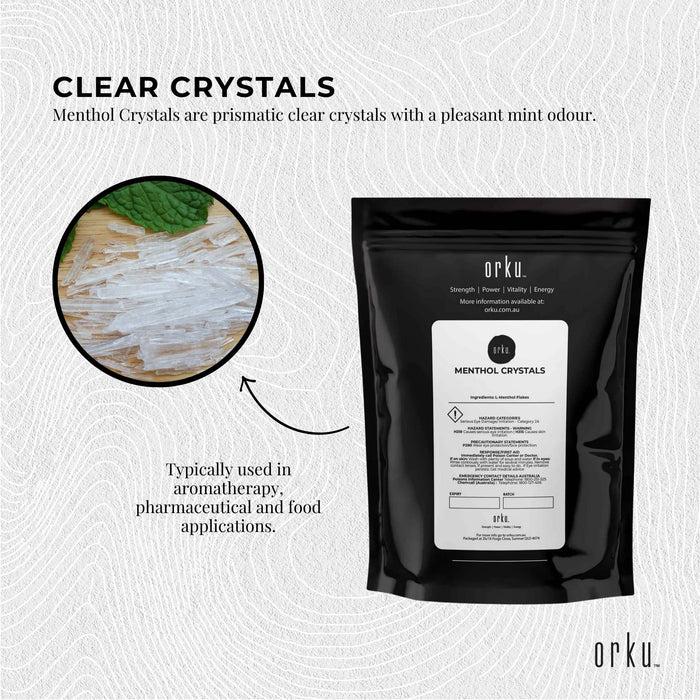 Orku 100g Menthol Crystals - USP Grade L-Menthol Mint Flakes C10H200