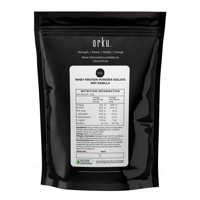 Orku 400g Whey Protein Isolate Powder â€?Vanilla WPI | Sports Food
