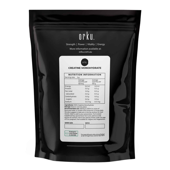 Orku 1Kg Creatine Monohydrate Powder â€?200 Mesh Micronised | 99.9% Purity