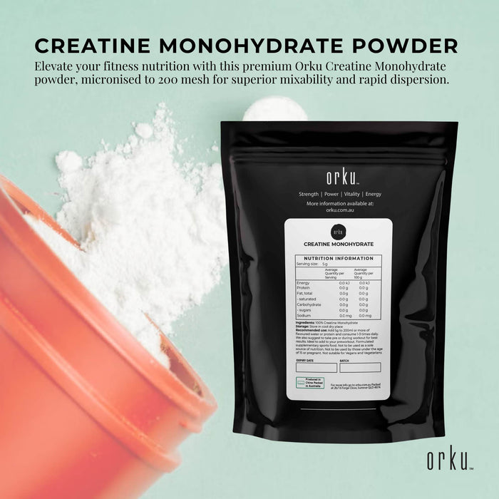 Orku 2Kg Creatine Monohydrate Powder â€?200 Mesh Micronised | 99.9% Purity