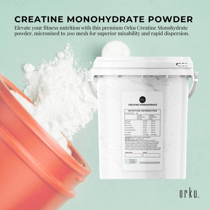 Orku 800g Creatine Monohydrate Powder Tub â€?200 Mesh Micronised | 99.9% Purity
