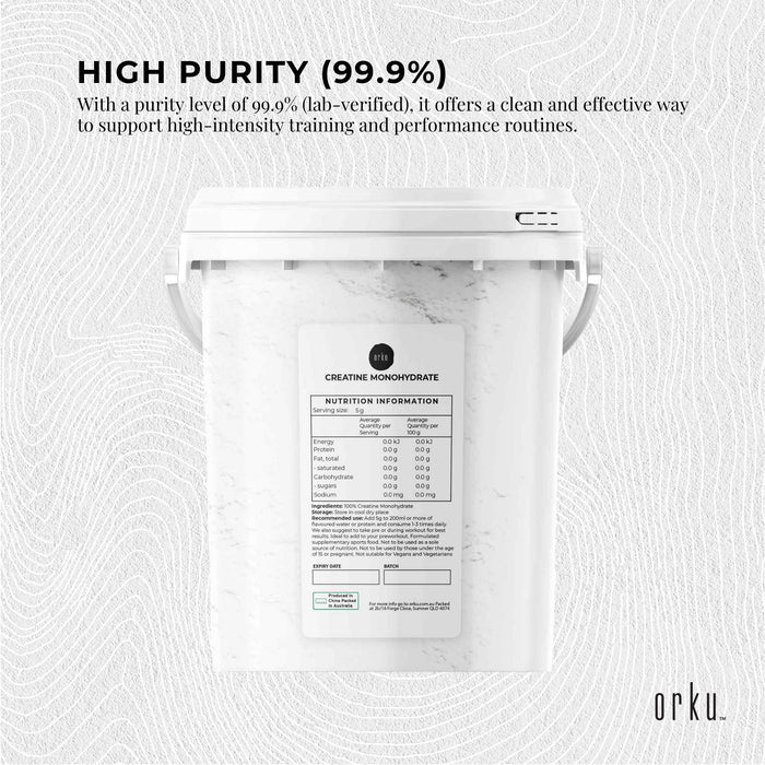 Orku 800g Creatine Monohydrate Powder Tub â€?200 Mesh Micronised | 99.9% Purity
