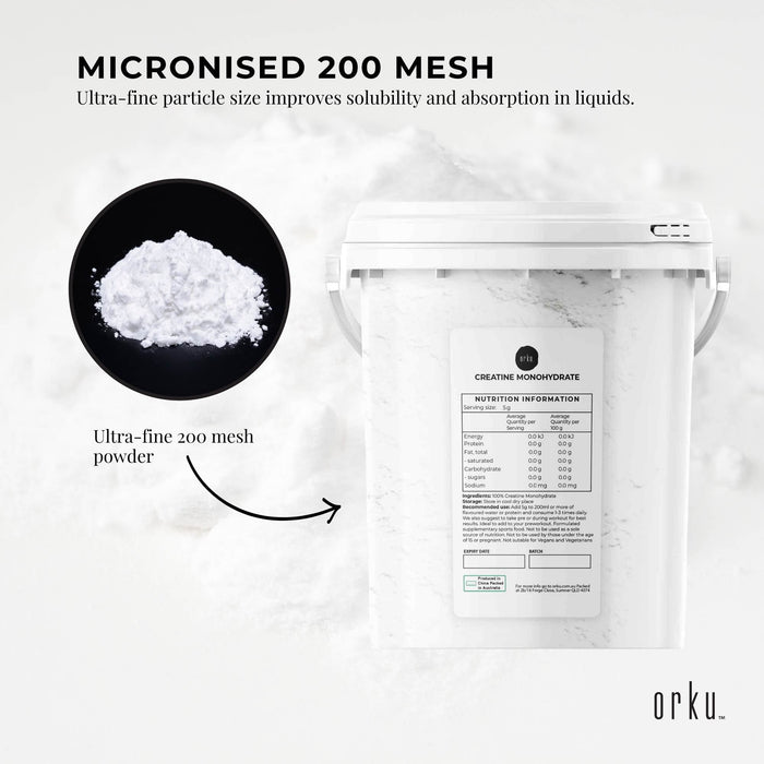 Orku 800g Creatine Monohydrate Powder Tub â€?200 Mesh Micronised | 99.9% Purity