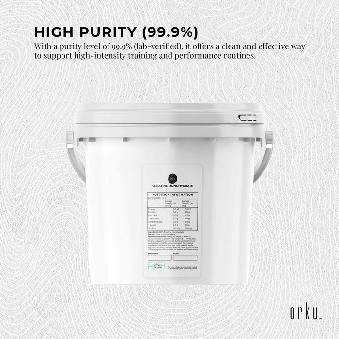 Orku 3Kg Creatine Monohydrate Powder Tub â€?200 Mesh Micronised | 99.9% Purity