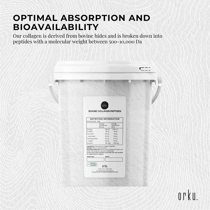 600g Collagen Powder Bucket - Bovine Protein Peptide Supplement Unflavoured