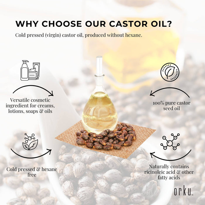 Orku 1.5L Organic Castor Oil - Hexane Free Cold Pressed