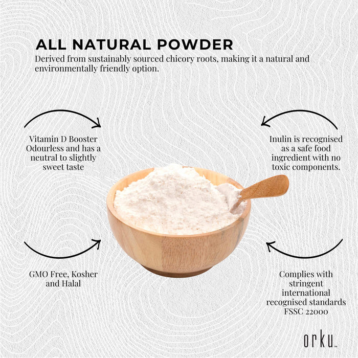 Orku 10Kg Chicory Root Inulin Powder - Unflavoured Natural Prebiotic Fibre