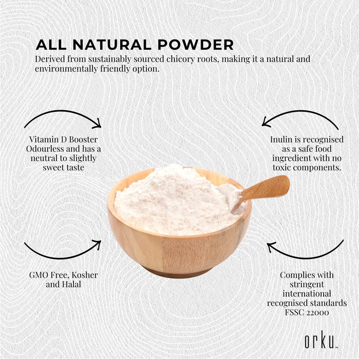 Orku 3.5Kg Chicory Root Inulin Powder Tub - Unflavoured Natural Prebiotic Fibre