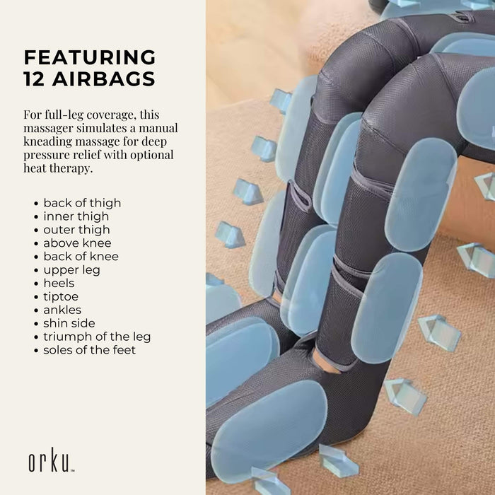 Orku Air Compression Leg Knee Foot Massager with Heat â€?Relaxation and Recovery
