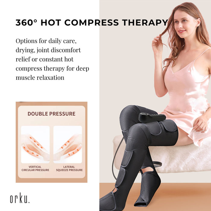 Orku Air Compression Leg Knee Foot Massager with Heat â€?Relaxation and Recovery