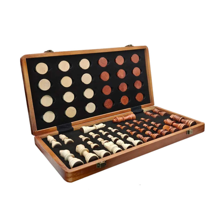 Social Hike Wooden Chess & Checkers 2 in 1 â€?Magnetic Travel Foldable Board Game