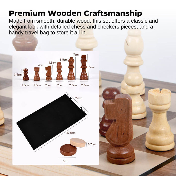 Social Hike Wooden Chess & Checkers 2 in 1 â€?Magnetic Travel Foldable Board Game