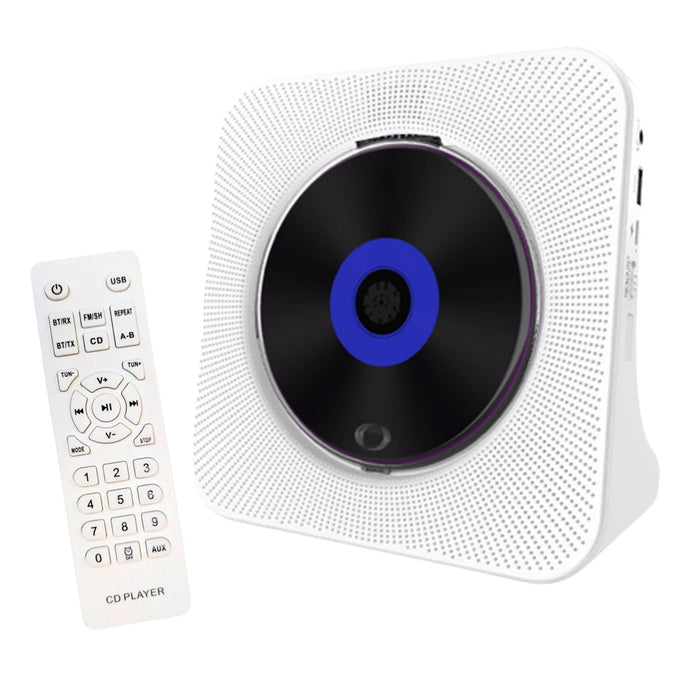 Tooleroo USB Rechargeable Desktop CD Player Speaker â€?Bluetooth Portable White