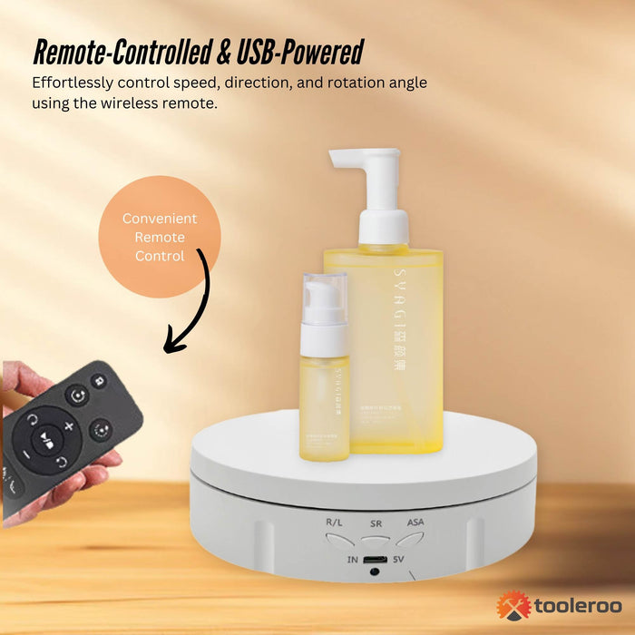 Tooleroo Electric 360 Rotating Product Display Stand White for Merchandise Video