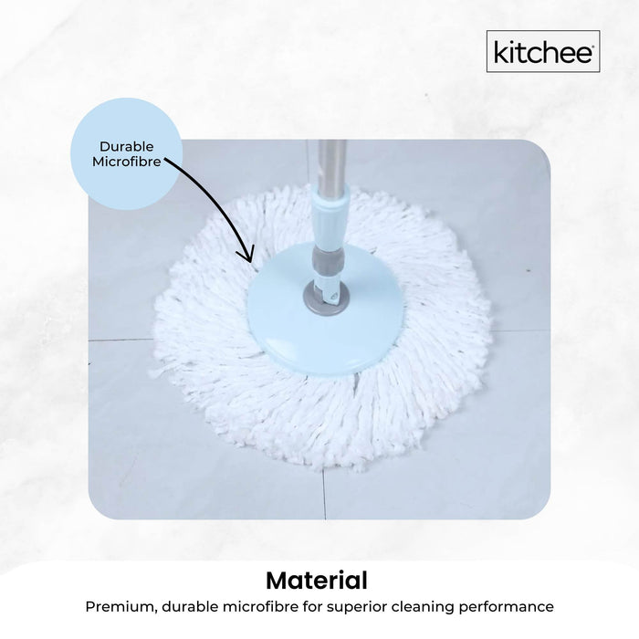 Kitchee Spin Mop & Bucket Set â€?Microfibre Pad, Telescopic Handle, 10L Capacity