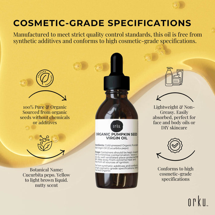 Orku 25ml Organic Pumpkin Seed Oil â€?Virgin Cold Pressed Unrefined Cosmetic Gr.