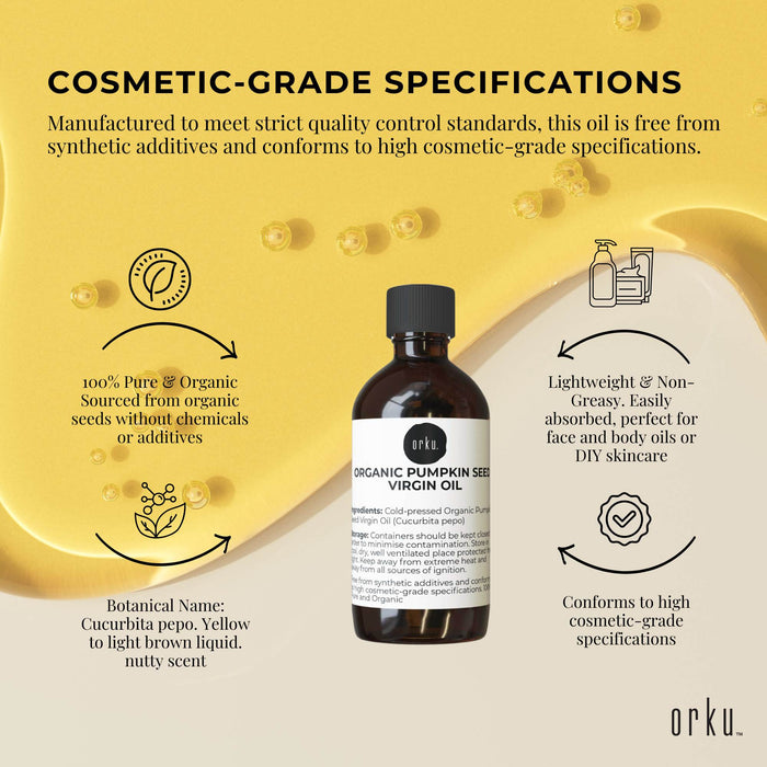 Orku 100ml Organic Pumpkin Seed Oil â€?Virgin Cold Pressed Unrefined Cosmetic Gr.