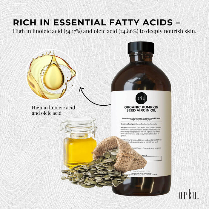 Orku 1L Organic Pumpkin Seed Oil â€?Virgin Cold Pressed Unrefined Cosmetic Gr.