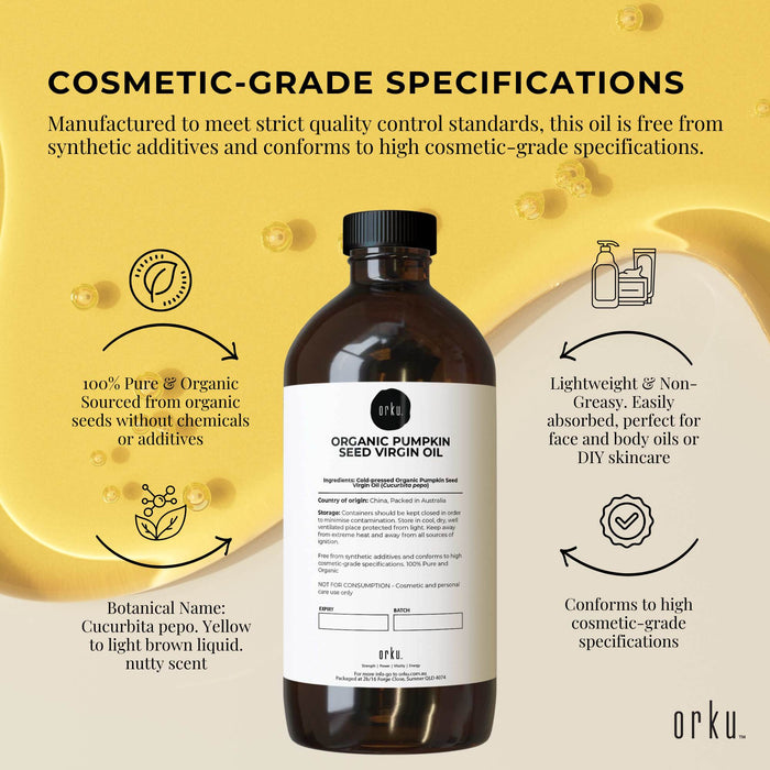 Orku 1L Organic Pumpkin Seed Oil â€?Virgin Cold Pressed Unrefined Cosmetic Gr.