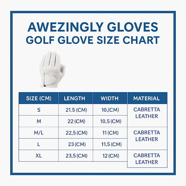 Awezingly Premium Quality Cabretta Leather Golf Glove for Men - White (S)