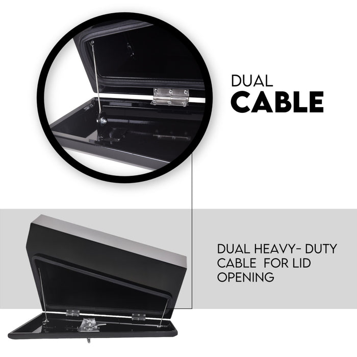 Under Tray Tool Box Underbody Pair Set 750mm Black Steel
