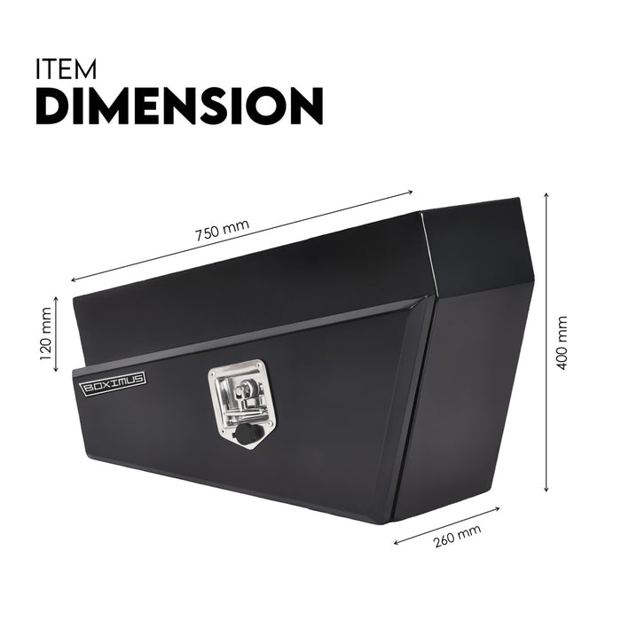 Under Tray Tool Box Underbody Pair Set 750mm Black Steel